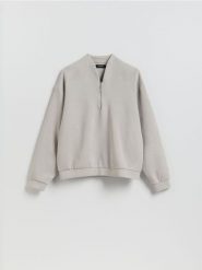 Bluza ze stójką - jasnoszary. Szare bluzy bez kaptura męskie Reserved, l, z bawełny. Za 159.99 zł.