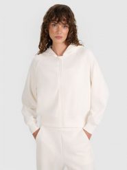 4F Bluza dresowa rozpinana z modalem damska - biała XL. Białe bluzy sportowe damskie 4f, uniwersalny, z dresówki. W wyprzedaży za 189.99 zł.