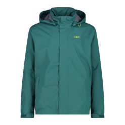 Kurtka wodoodporna CMP. Zielone kurtki męskie CMP, s, bez wzorów, z materiału, z kapturem. Za 338.90 zł.