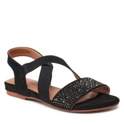 Sandały Jenny Fairy. Czarne sandały damskie Jenny Fairy, bez wzorów, bez obcasa, na płaskiej podeszwie. Za 65.99 zł.