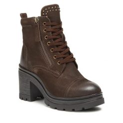 Trzewiki Lasocki. Brązowe botki damskie Lasocki, bez obcasa, na słupku, bez zapięcia. Za 269.99 zł.