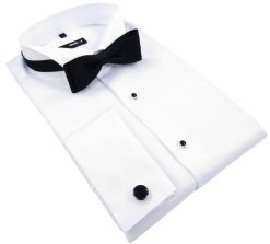 Biała koszula smokingowa z pliskami Mmer 099. Białe koszule męskie Mmer / Villaro - Koszule męskie, m, bez wzorów, z bawełny, bez kołnierzyka, bez ramiączek. W wyprzedaży za 288.00 zł.