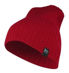 Czapka Czerwona Jesienno-Zimowa, Beanie, Krasnal, Rozciągliwa, w Prążki. Czerwone czapki męskie Jarek, na zimę, bez wzorów, ze splotem, sportowe. Za 35.00 zł.