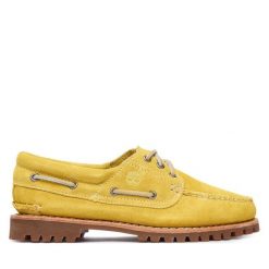 Półbuty Timberland. Żółte półbuty damskie Timberland, bez wzorów, bez obcasa, na płaskiej podeszwie. Za 899.99 zł.
