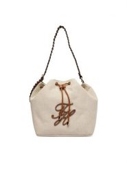 Tommy Hilfiger Torebka Th Elev Summer Bucket Canvas AW0AW18631 Beżowy. Brązowe torebki klasyczne damskie Tommy Hilfiger, bez wzorów, z materiału, bez dodatków. Za 699.99 zł.