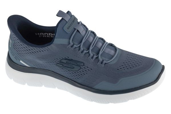 Buty sportowe Sneakersy męskie, Slip-Ins: Summits - Top Rate. Niebieskie buty sportowe na co dzień męskie Skechers, z materiału, bez zapięcia, trekkingowe. Za 329.99 zł.