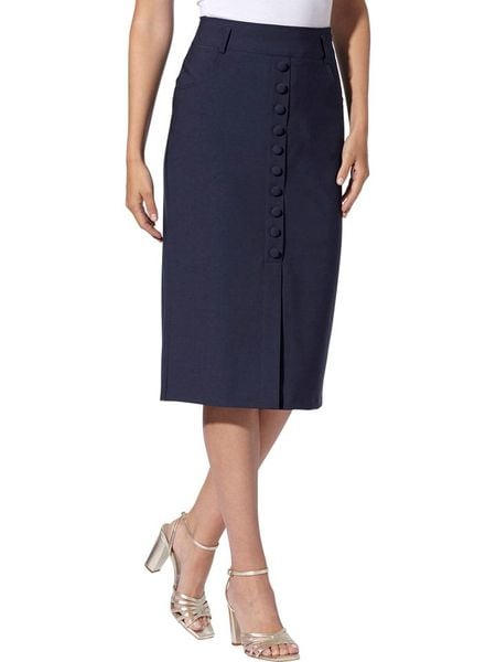 Heine Spódnica w kolorze granatowym rozmiar: 38. Niebieskie spódniczki damskie Heine, bez wzorów, midi. Za 126.99 zł.