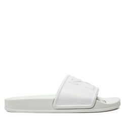 Klapki Off-White. Białe klapki damskie OFF-WHITE, bez wzorów, bez obcasa. Za 399.99 zł.