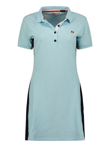 Canadian Peak Sukienka polo "Kolivieak" w kolorze błękitnym rozmiar: M. Niebieskie sukienki damskie Canadian Peak, m, bez wzorów, z bawełny, bez kołnierzyka, bez ramiączek, midi. Za 109.52 zł.