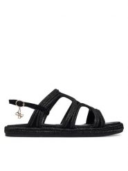 Guess Sandały FLJKLR FAB03 Czarny. Czarne sandały damskie Guess, z aplikacjami, z syntetyku, bez obcasa, na płaskiej podeszwie. Za 549.99 zł.