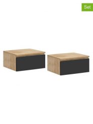 IDOMYA Essentials Stoliki nocne (2 szt.) "Tom" w kolorze jasnobrązowo-czarnym - 40 x 18 x 30 cm rozmiar: onesize. Brązowe koszule nocne damskie IDOMYA Essentials, bez wzorów, z materiału. Za 213.69 zł.