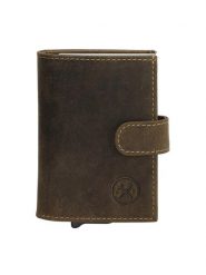 HIDE & STITCHES Skórzany portfel w kolorze khaki - 8 x 10 x 2 cm rozmiar: onesize. Brązowe portfele męskie HIDE & STITCHES, bez wzorów, z materiału. Za 113.99 zł.