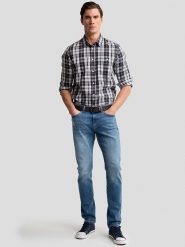 BIG STAR Koszula - Regular fit - w kolorze biało-granatowym rozmiar: M. Białe koszule męskie Big Star, m, bez wzorów, z bawełny, bez kołnierzyka, bez ramiączek. Za 114.99 zł.