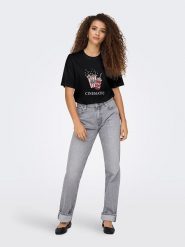 ONLY Koszulka w kolorze czarnym rozmiar: XL. Czarne bluzki damskie Only, xl, bez wzorów, z bawełny, bez kołnierzyka. Za 79.03 zł.