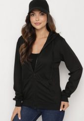 Czarna Bluza z Kapturem Zapinana na Suwak Argis. Czarne bluzy z kapturem damskie Born2be, l, z dzianiny. Za 39.99 zł.