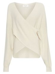 MOSS COPENHAGEN Sweter "Zinelle" w kolorze kremowym rozmiar: M/L. Brązowe swetry klasyczne damskie MOSS COPENHAGEN, l, ze splotem, bez kołnierzyka. Za 209.82 zł.