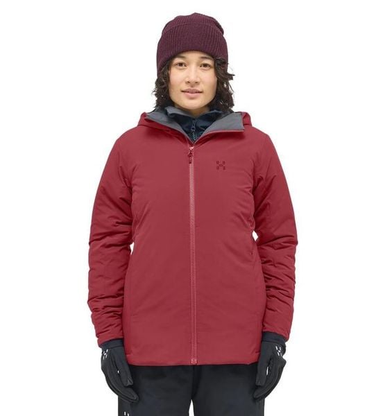 HAGLOFS Kurtka ocieplana damska Mimic Alert Hood Women carmine red-S. Zielone kurtki damskie Haglöfs, s, bez wzorów, z elastanu, z kapturem. Za 556.39 zł.