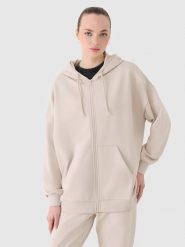 4F Bluza dresowa rozpinana z kapturem damska - beżowa S. Brązowe bluzy sportowe damskie 4f, s, z bawełny. W wyprzedaży za 119.99 zł.
