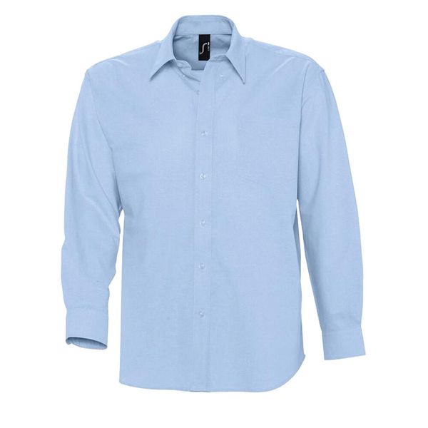 Męska Koszula Oxford Z Długim Rękawem. Niebieskie koszule męskie SOL'S, m, bez wzorów, bez kołnierzyka, bez ramiączek. Za 154.99 zł.