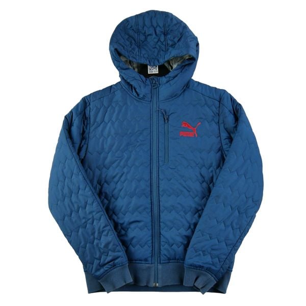 Second life - Męskie granatowe puchowe płaszcz - Stan dobry. Niebieskie płaszcze męskie Puma, m, bez wzorów, z puchu. Za 114.17 zł.