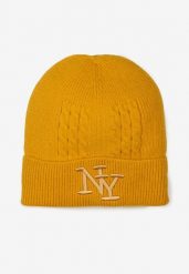 Żółta Czapka Beanie z Ozdobnymi Literami z Przodu Fetture. Żółte czapki zimowe damskie Renee, ze splotem. Za 29.99 zł.