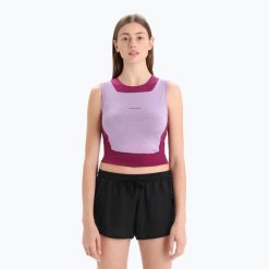 Koszulka termoaktywny damska icebreaker Zoneknit Cropped Bra-Tank. Fioletowe bielizna termoaktywna damska Icebreaker, bez wzorów. Za 219.99 zł.