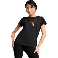 Koszulka Puma Ess Metallic Tee, Kobiety. Czarne bluzki sportowe damskie Puma, l, bez wzorów, z bawełny, bez ramiączek. Za 140.00 zł.