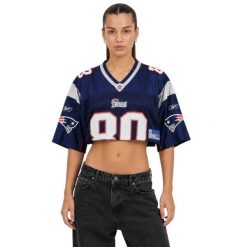 Second life - Koszulka damska NFL New England Patriots 80 - Jak nowy. Niebieskie bluzki sportowe damskie NFL, s, z materiału, bez kołnierzyka, bez ramiączek. Za 170.36 zł.