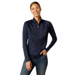 Damska koszulka do jazdy konnej Ariat Sunstopper 3.0. Niebieskie t-shirty damskie Ariat, bez wzorów, bez kołnierzyka. Za 276.50 zł.