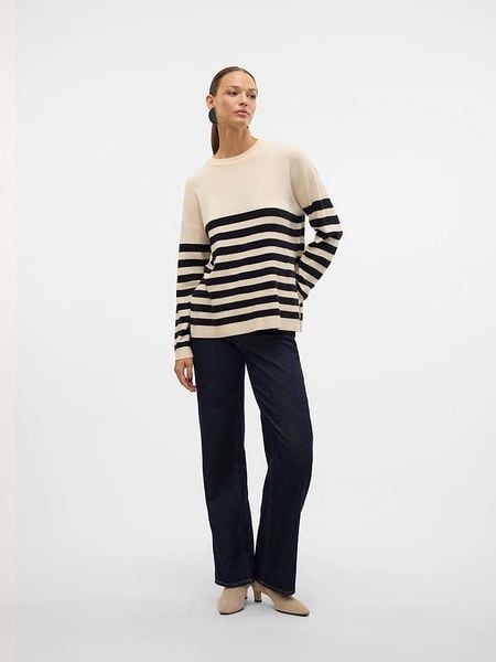Vero Moda Sweter w kolorze beżowo-czarnym rozmiar: M. Brązowe swetry klasyczne damskie Vero Moda, m, bez kołnierzyka. Za 104.89 zł.