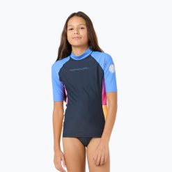 Koszulka do pływania dziecięca Rip Curl Block Party Rash Vest. Niebieskie koszulki dziewczęce RIPCURL, bez wzorów, bez ramiączek. Za 119.99 zł.