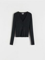 Sweter z wiskozą - czarny. Czarne swetry klasyczne damskie Reserved, l, z dzianiny, bez kołnierzyka. W wyprzedaży za 29.99 zł.