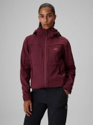 4F Kurtka softshell wiatroodporna membrana 8000 damska - burgundowa S. Czerwone kurtki damskie 4f, s, bez wzorów, z softshellu, bez kaptura. Za 499.99 zł.
