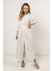 Awama Sukienka w kolorze kremowym rozmiar: M. Brązowe sukienki damskie Awama, na co dzień, m, bez wzorów, bez kołnierzyka, bez ramiączek, maxi, proste. Za 222.99 zł.