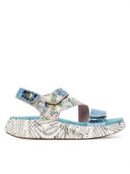 Laura Vita Sandały Nikito 19 Niebieski. Niebieskie sandały damskie Laura Vita, bez wzorów, ze skóry, bez obcasa, na płaskiej podeszwie. Za 429.99 zł.