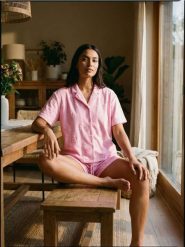 Piżama dwuczęsciowa z motywem kwiatowym - różowy. Czerwone piżamy damskie Sinsay, l, bez wzorów, bez ramiączek. Za 59.99 zł.