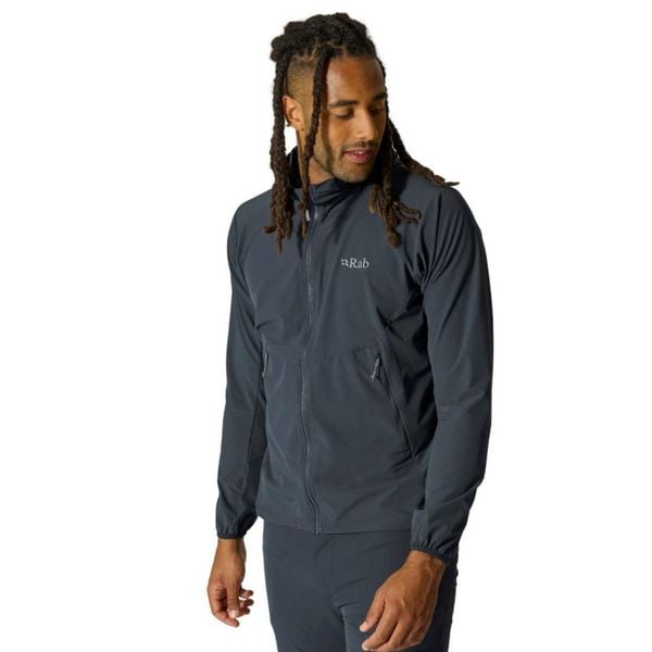 Kurtka softshellowa męska Rab Borealis Hoody z kapturem. Czarne kurtki męskie RAB, m, bez wzorów, z softshellu, sportowe, z kapturem. Za 485.99 zł.