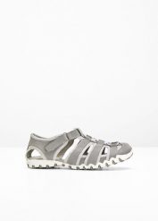 Sandały. Szare sandały damskie bonprix, bez wzorów, z gumy, bez obcasa. Za 119.99 zł.