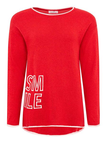 Zwillingsherz Sweter "Smile" w kolorze czerwonym rozmiar: S. Czerwone swetry klasyczne damskie Zwillingsherz, s, z kaszmiru, bez kołnierzyka. Za 226.24 zł.