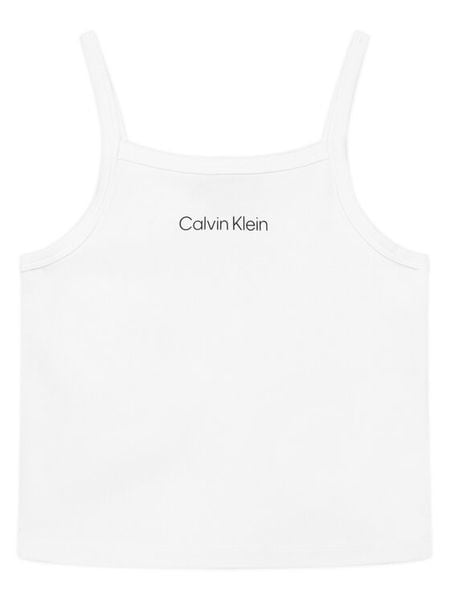 Calvin Klein Jeans Top LVCKSJB12G Biały Slim Fit. Białe spodnie dziewczęce Calvin Klein Jeans, z jeansu. Za 129.99 zł.