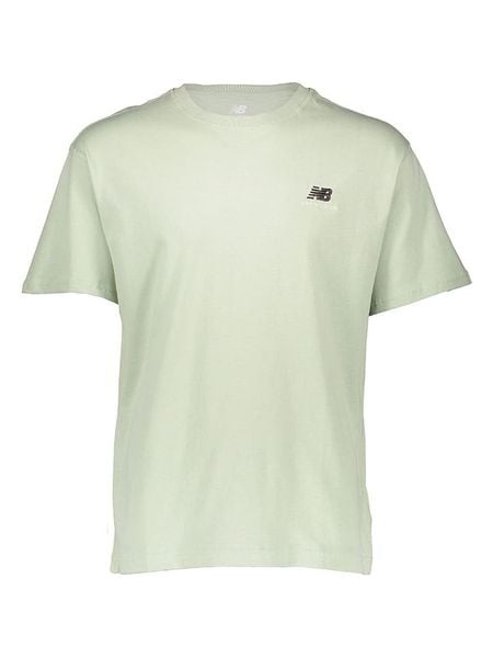 New Balance Koszulka "Uni-ssentials" w kolorze zielonym rozmiar: L-XL. Zielone bluzki damskie New Balance, l, bez wzorów, z bawełny, bez kołnierzyka. Za 78.47 zł.