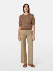 Scotch & Soda Spodnie w kolorze beżowym rozmiar: W32/L30. Brązowe spodnie materiałowe damskie Scotch & Soda, bez wzorów, z materiału, z podwyższonym stanem. Za 77.95 zł.