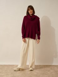 Just Cashmere Kaszmirowy golf w kolorze bordowym rozmiar: S/M. Czerwone golfy damskie Just Cashmere, m, bez wzorów, z kaszmiru, bez ramiączek. Za 478.99 zł.