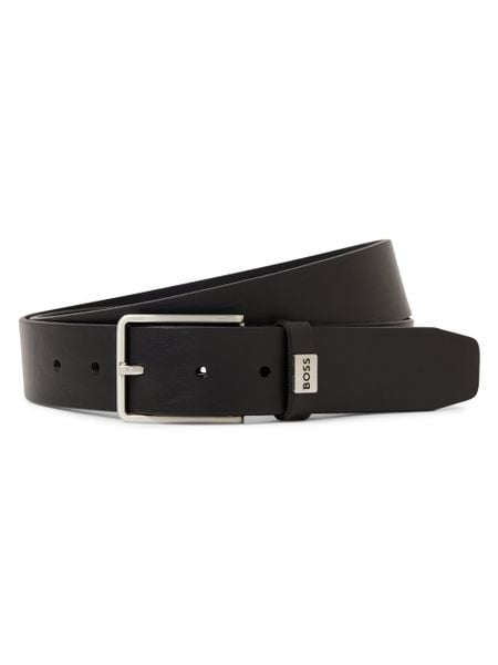 BOSS Skórzany pasek Mężczyźni skóra czarny, 115. Czarne paski męskie Boss, bez wzorów, ze skóry, eleganckie. Za 229.95 zł.