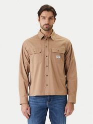 Guess Jeans Koszula M6RH60 WJ921 Brązowy Boxy Fit. Brązowe koszule męskie Guess Jeans, l, z aplikacjami, z bawełny, bez kołnierzyka, bez ramiączek. Za 389.99 zł.