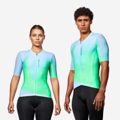 Koszulka rowerowa szosowa Van Rysel Racer 2. Niebieskie t-shirty sportowe męskie VAN RYSEL, m, z elastanu, bez ramiączek, rowerowe. Za 249.99 zł.