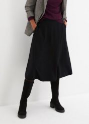 Spódnica midi z mieszanki wiskozy. Czarne spódniczki damskie bonprix, bez wzorów, z wiskozy, midi. Za 142.99 zł.