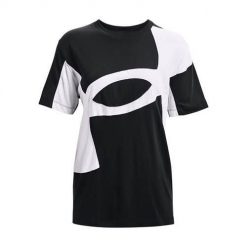 Koszulka sportowa damska Under Armour Live Graphic Pre Fall SS. Czarne bluzki sportowe damskie Under Armour, m, bez wzorów, z bawełny, bez ramiączek. Za 259.00 zł.