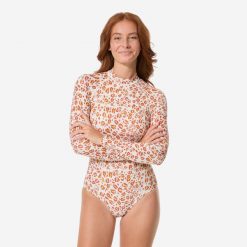 Kostium kąpielowy jednoczęściowy damski Decathlon Dani Graou. Brązowe stroje jednoczęściowe damskie Decathlon, l, bez wzorów. Za 159.99 zł.