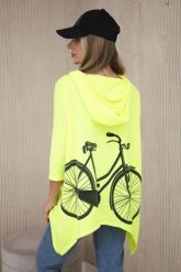 Bluza z nadrukiem roweru żółty neon. Żółte bluzy z kapturem damskie KESI, l, z bawełny. Za 218.51 zł.